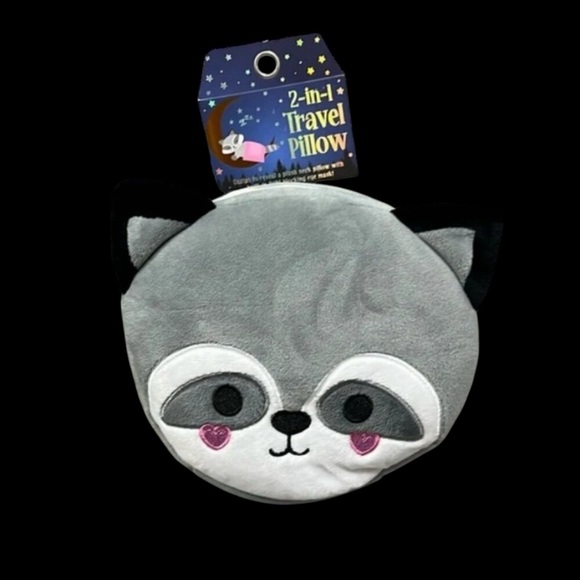Lifestyle Products Other - Raccoon 2-in-1 Gray Soft Plush Travel Pillow